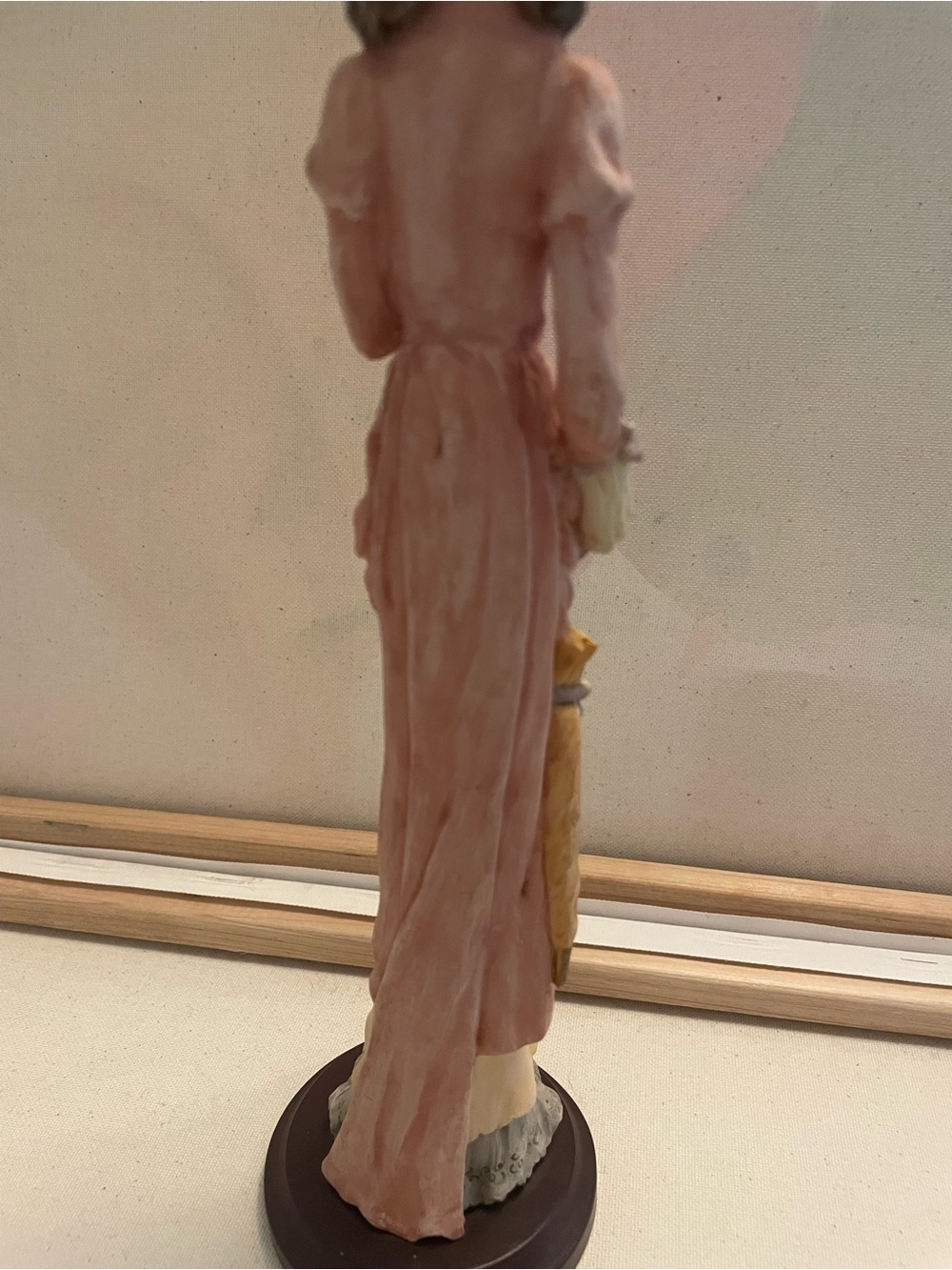 Victorian Anthropomorphic Dog Lady Figurine Pink Dress Parasol Fan 12.75 Inch - Picture 6 of 7